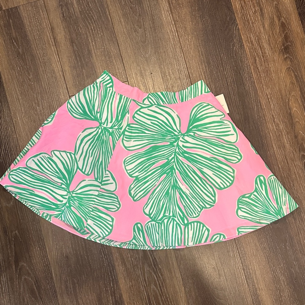 Lilly Pulitzer Pink Skirt with Green Floral Print